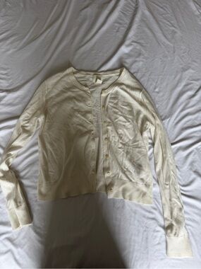 H&M Cream Crewneck Button Cardigan